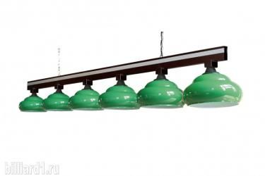 Бильярдный светильник коллекция Бронкс-Премиум 6 плафонов (пл. Александрия, ольха)